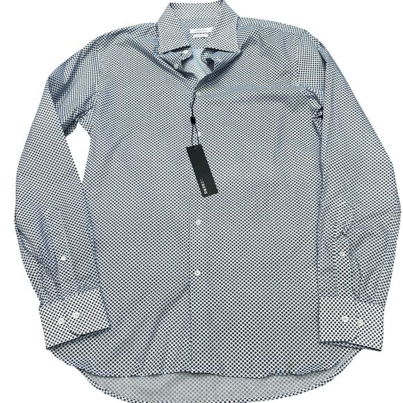 J.Lindeberg Other - J.Lindeberg Slim Fit Long Sleeve Size 40 15 3/4 [M] White Blue Micro Medallion